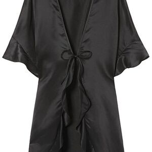 Victoria's‎ Secret NWT Black Flutter Front Kimono Robe